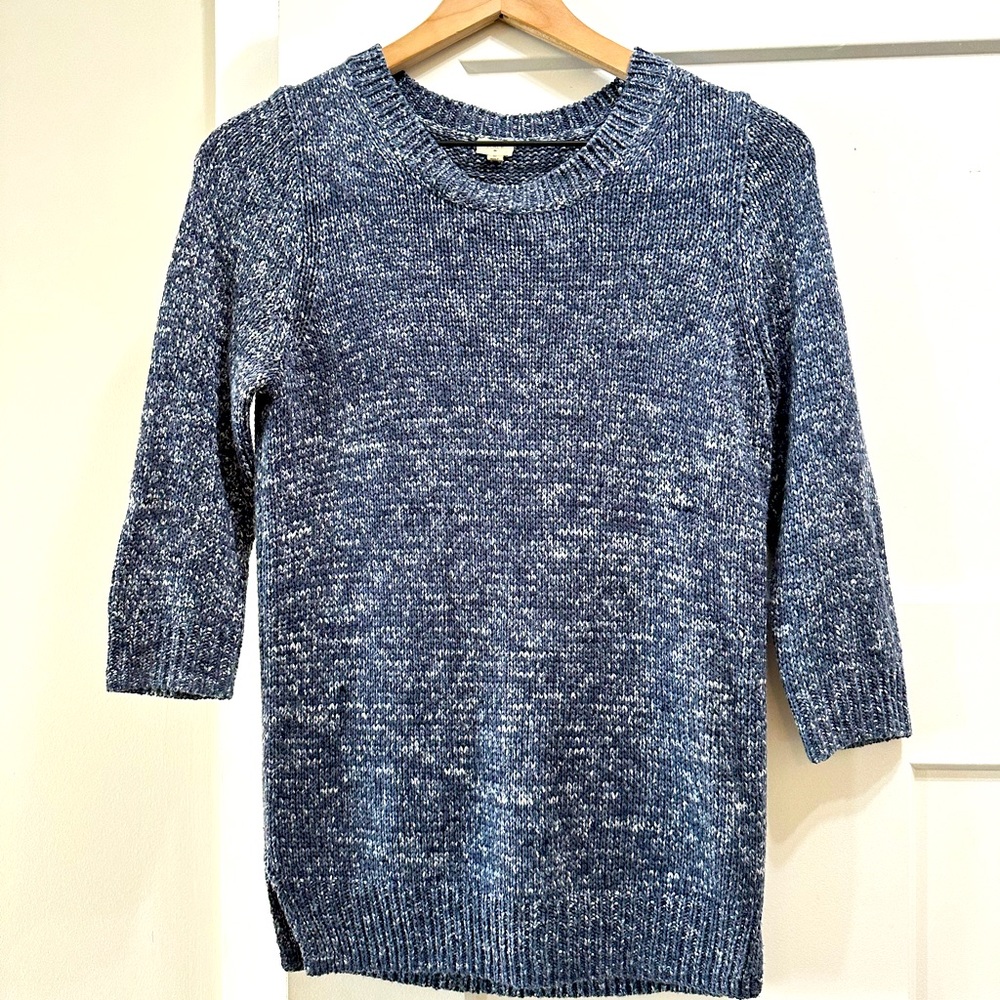 J. Crew Women’s Blue Knit Sweater Size Small Oversized 3/4 Length Sleeve